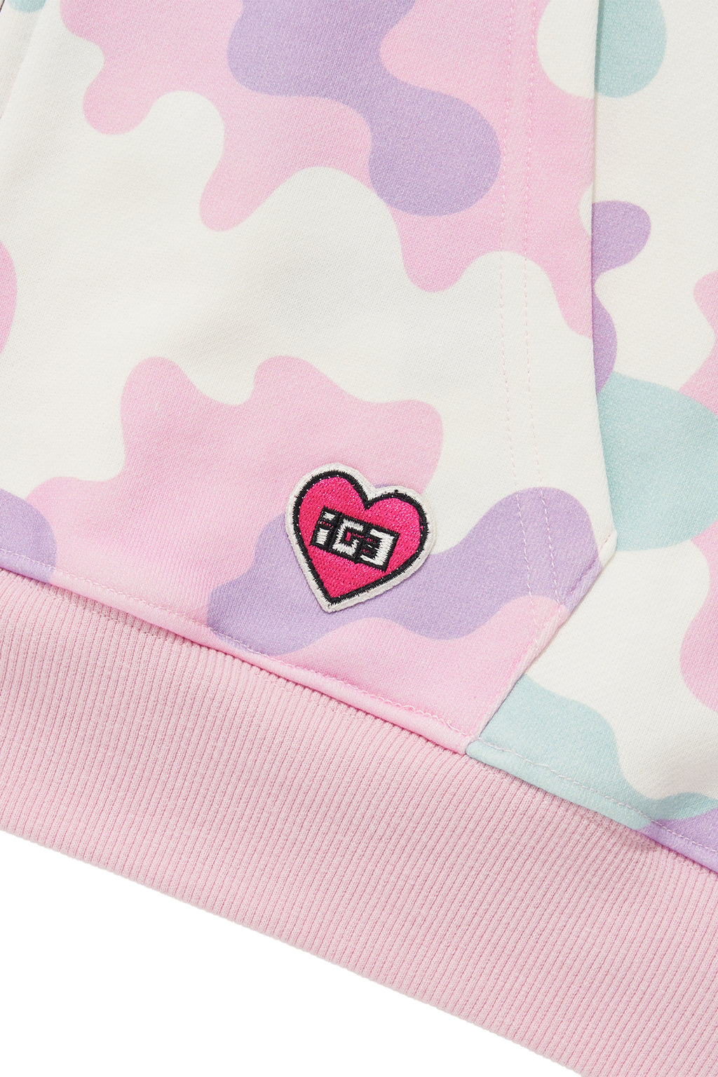 KAWAII CAMO WAFFLE ZIP HOODIE PINK