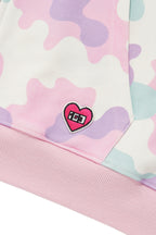 KAWAII CAMO WAFFLE ZIP HOODIE PINK
