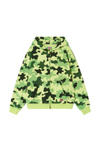 KAWAII CAMO WAFFLE ZIP HOODIE GREEN