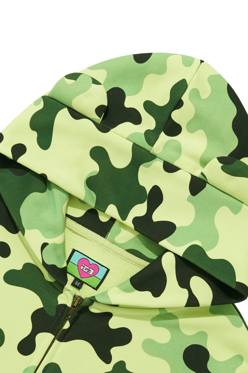 KAWAII CAMO WAFFLE ZIP HOODIE GREEN