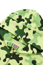 KAWAII CAMO WAFFLE ZIP HOODIE GREEN