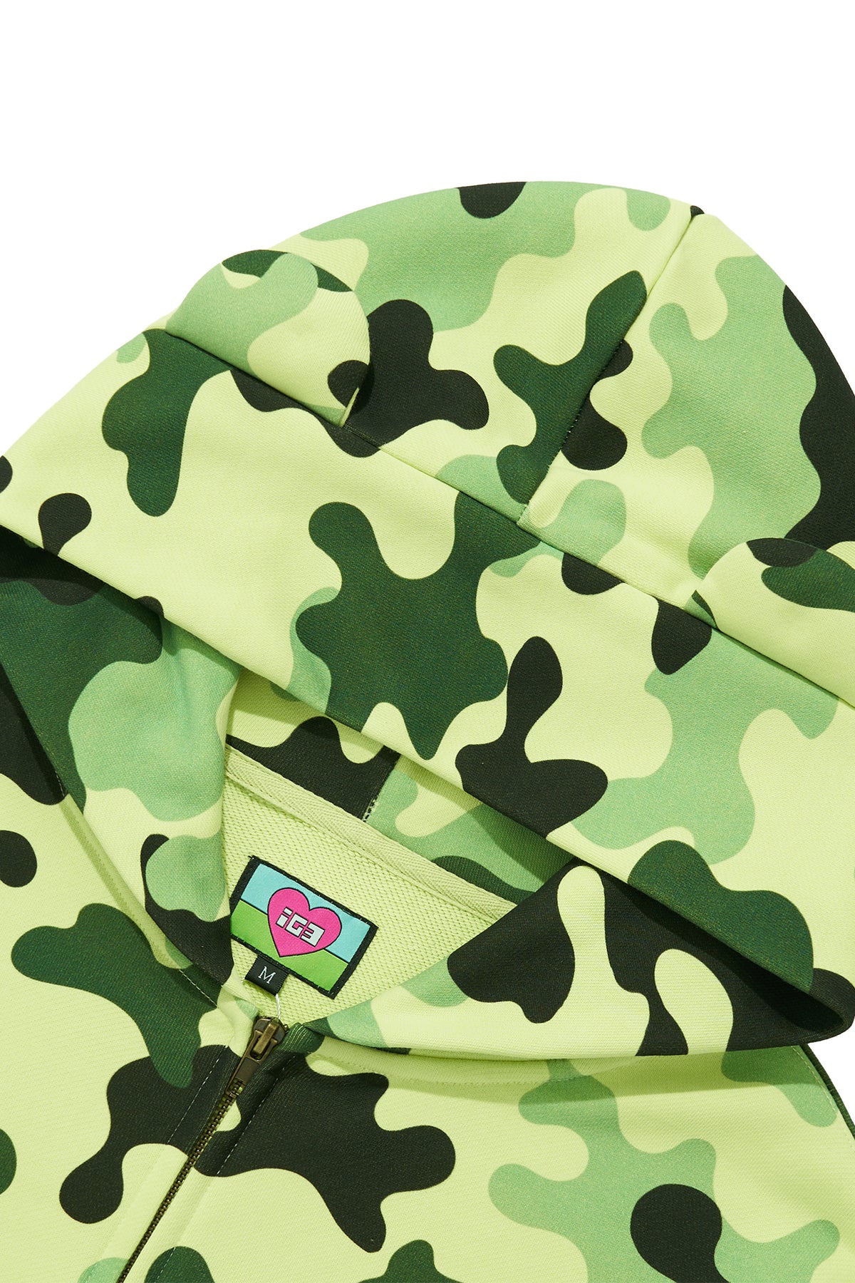 KAWAII CAMO WAFFLE ZIP HOODIE GREEN