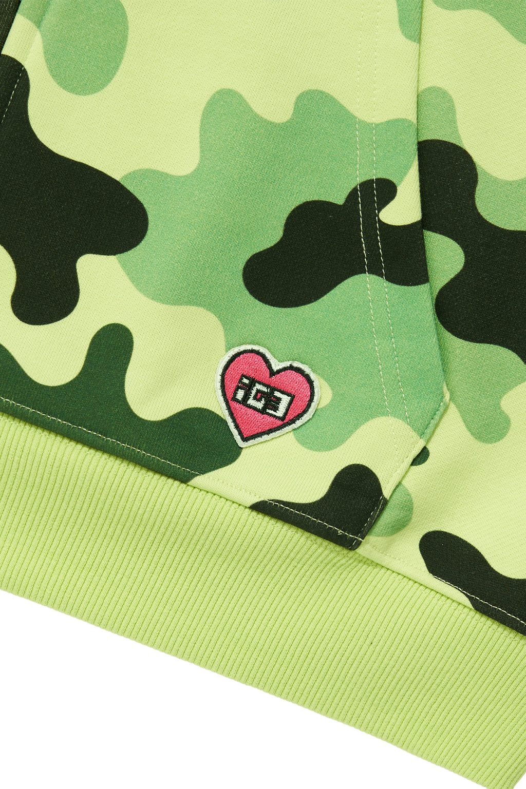 KAWAII CAMO WAFFLE ZIP HOODIE GREEN