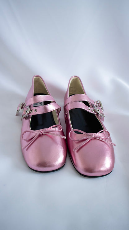 Ribbon flat shoes (pink)