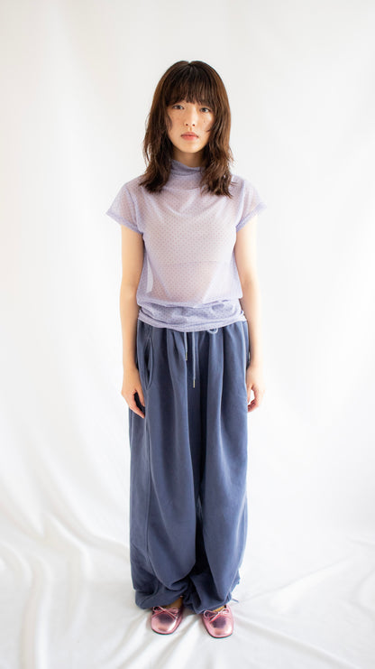 Dot sheer mock neck S\S tee (lavender)