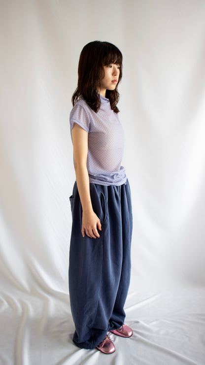 Dot sheer mock neck S\S tee (lavender)