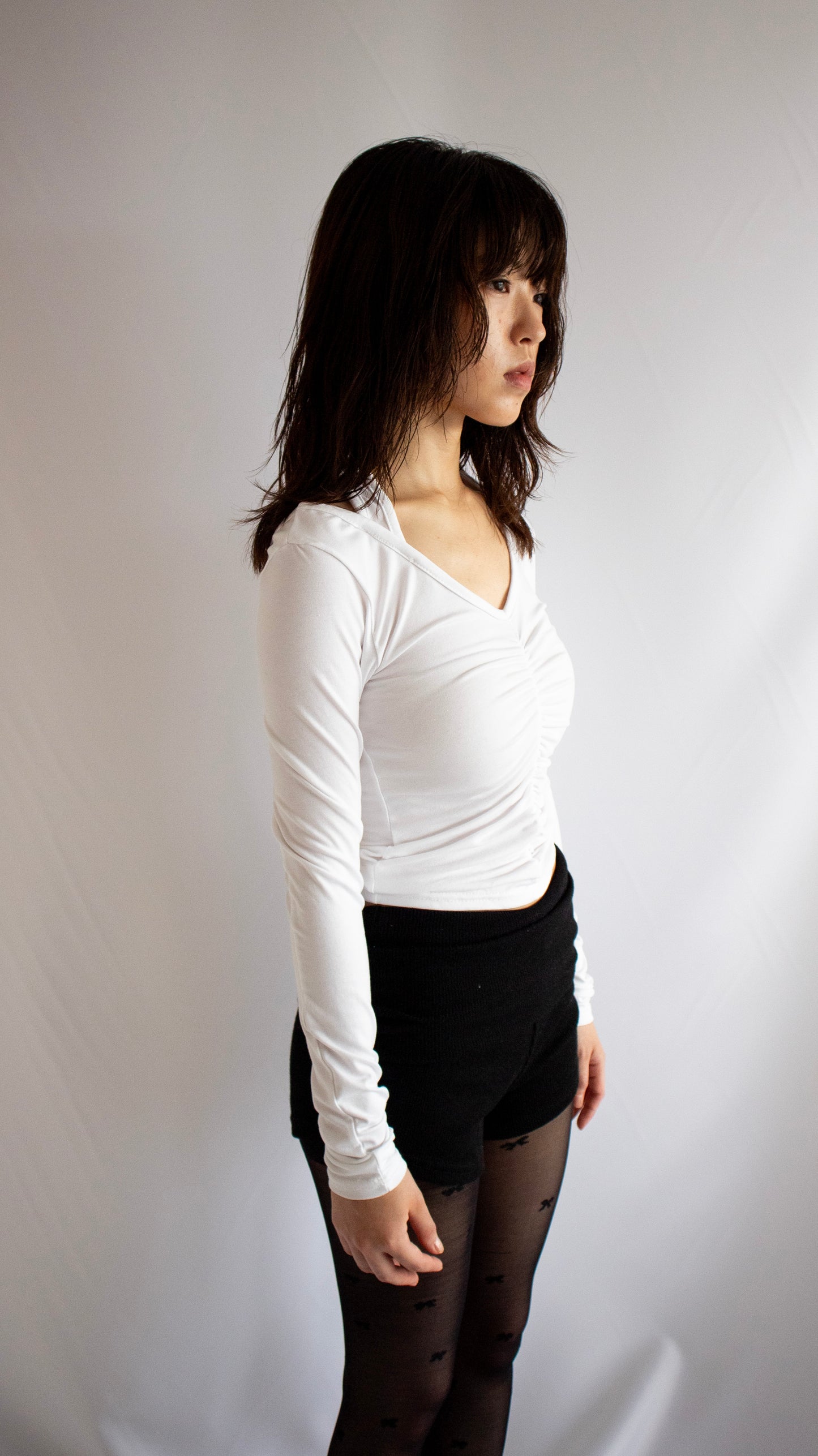 Ballerina halter L/S tee (white)