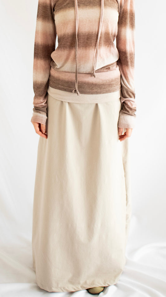 Fold over long skirt (beige)