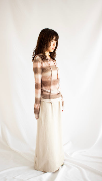 Fold over long skirt (beige)