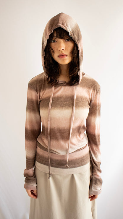 Sheer gradation hoodie (pink)