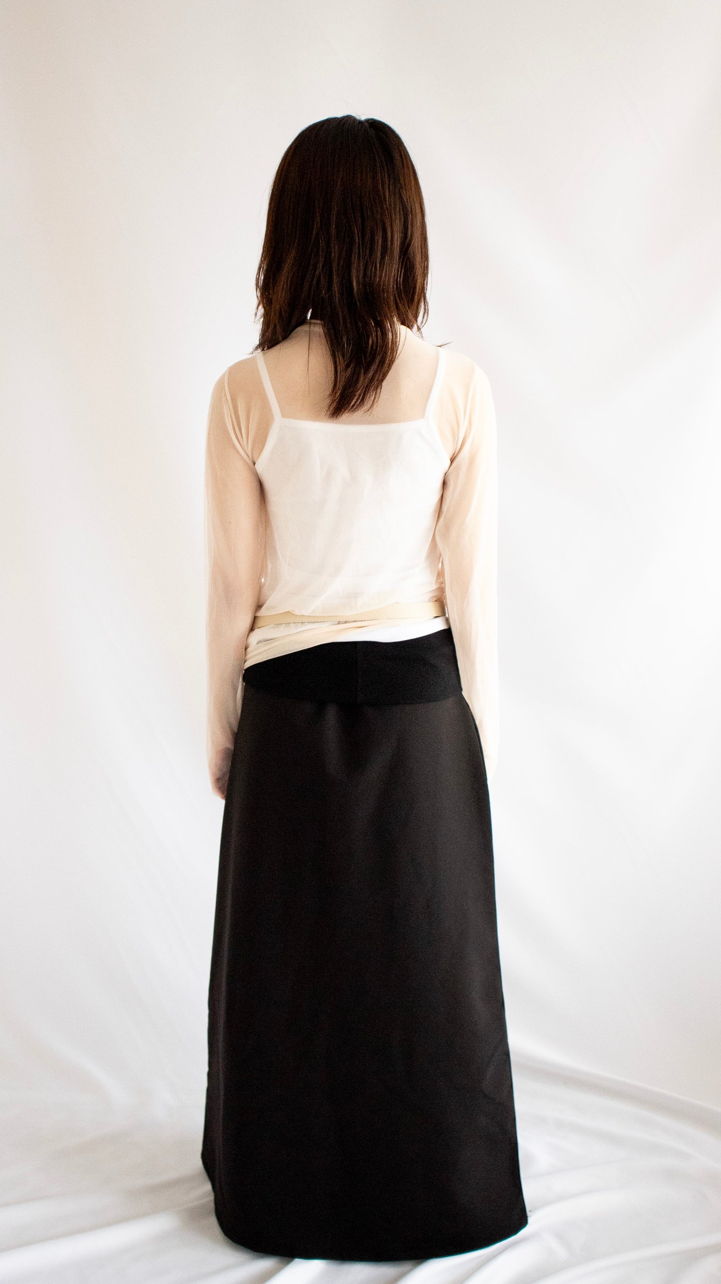 Fold over long skirt (black)