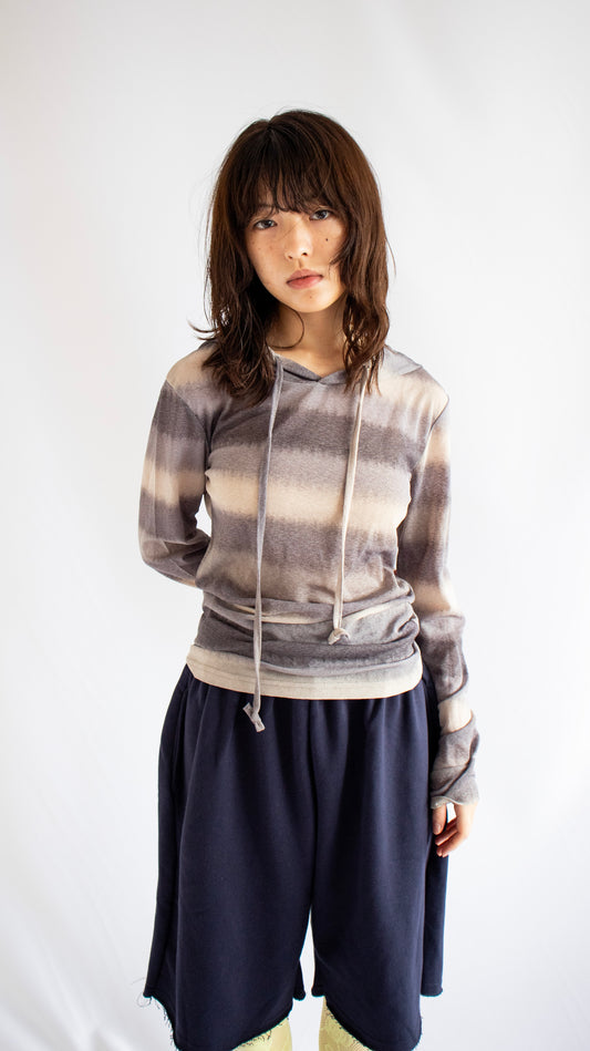 Sheer gradation hoodie (charcoal)