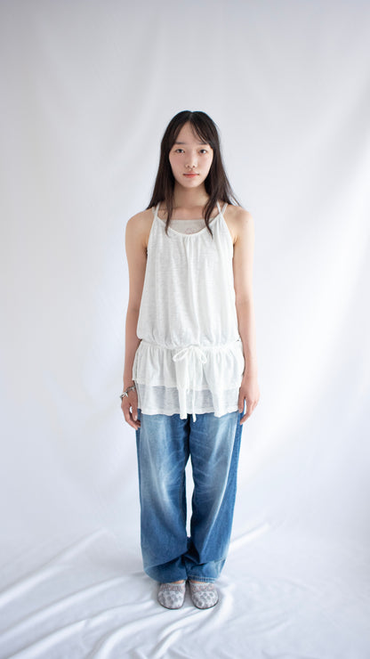 Kankan halter layered dress (white)