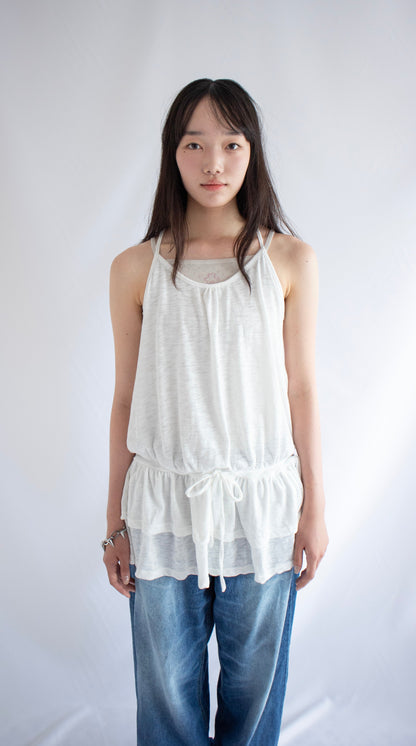 Kankan halter layered dress (white)