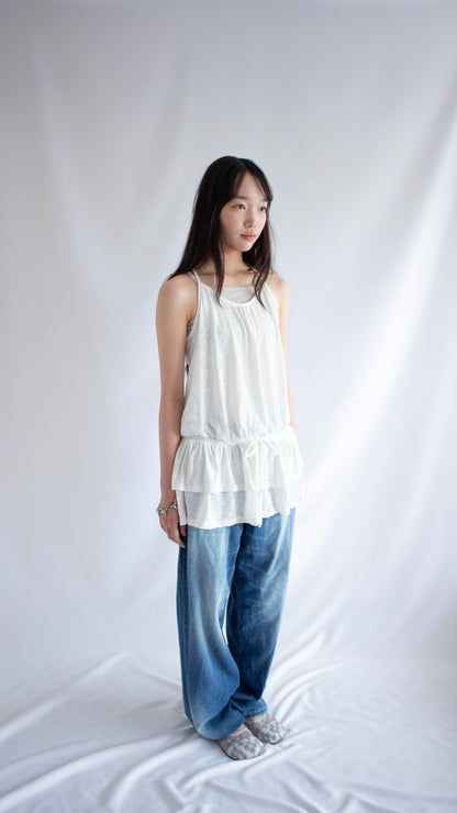 Kankan halter layered dress (white)