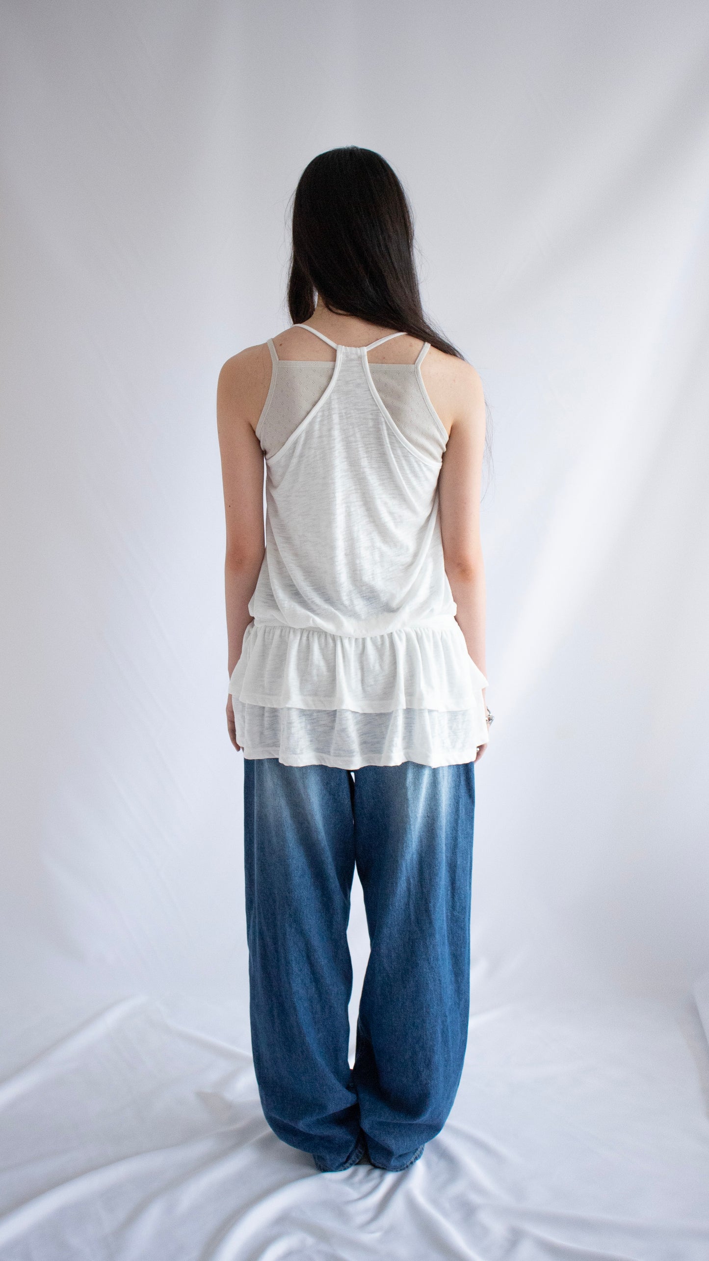 Kankan halter layered dress (white)