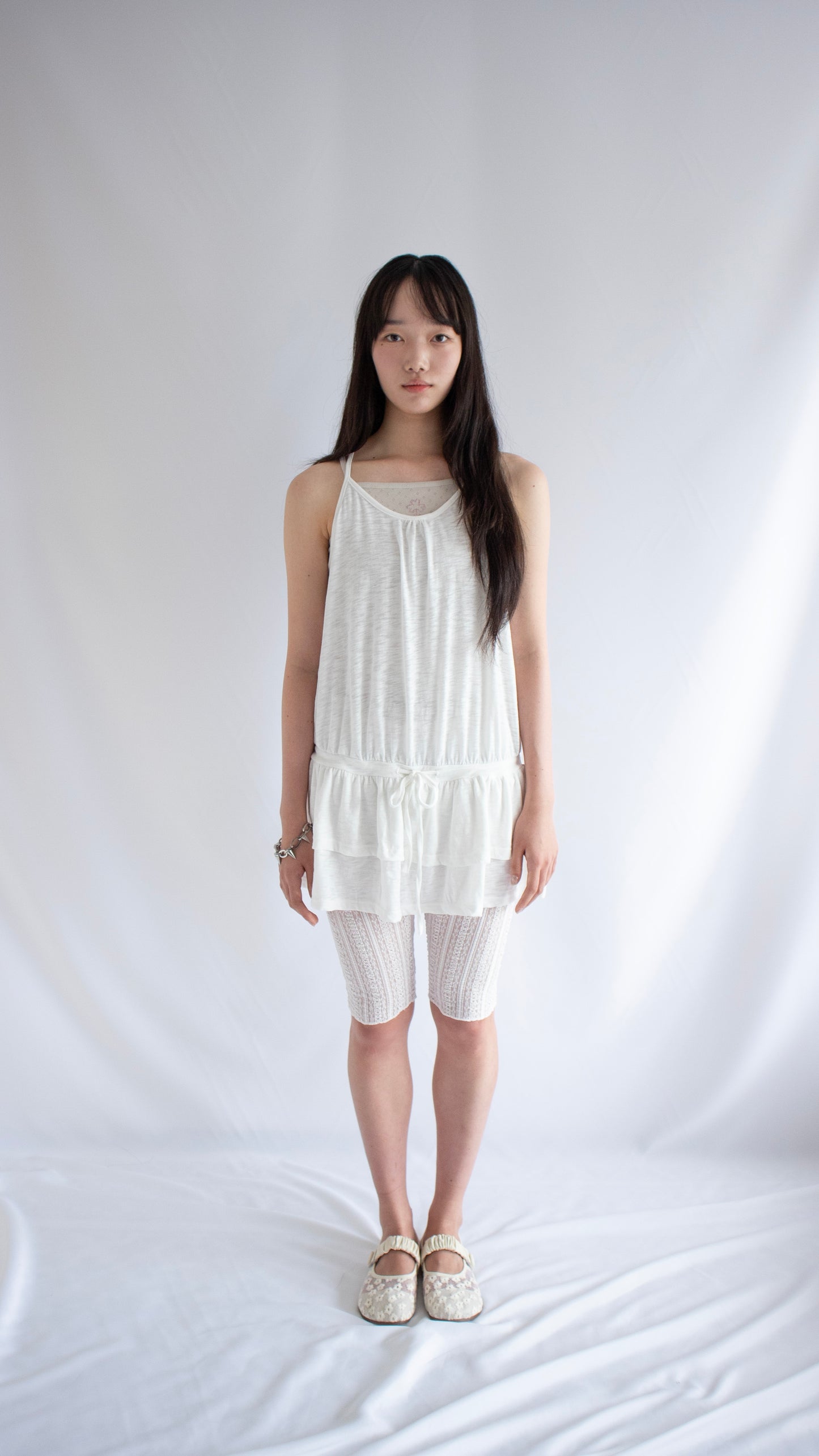 Kankan halter layered dress (white)