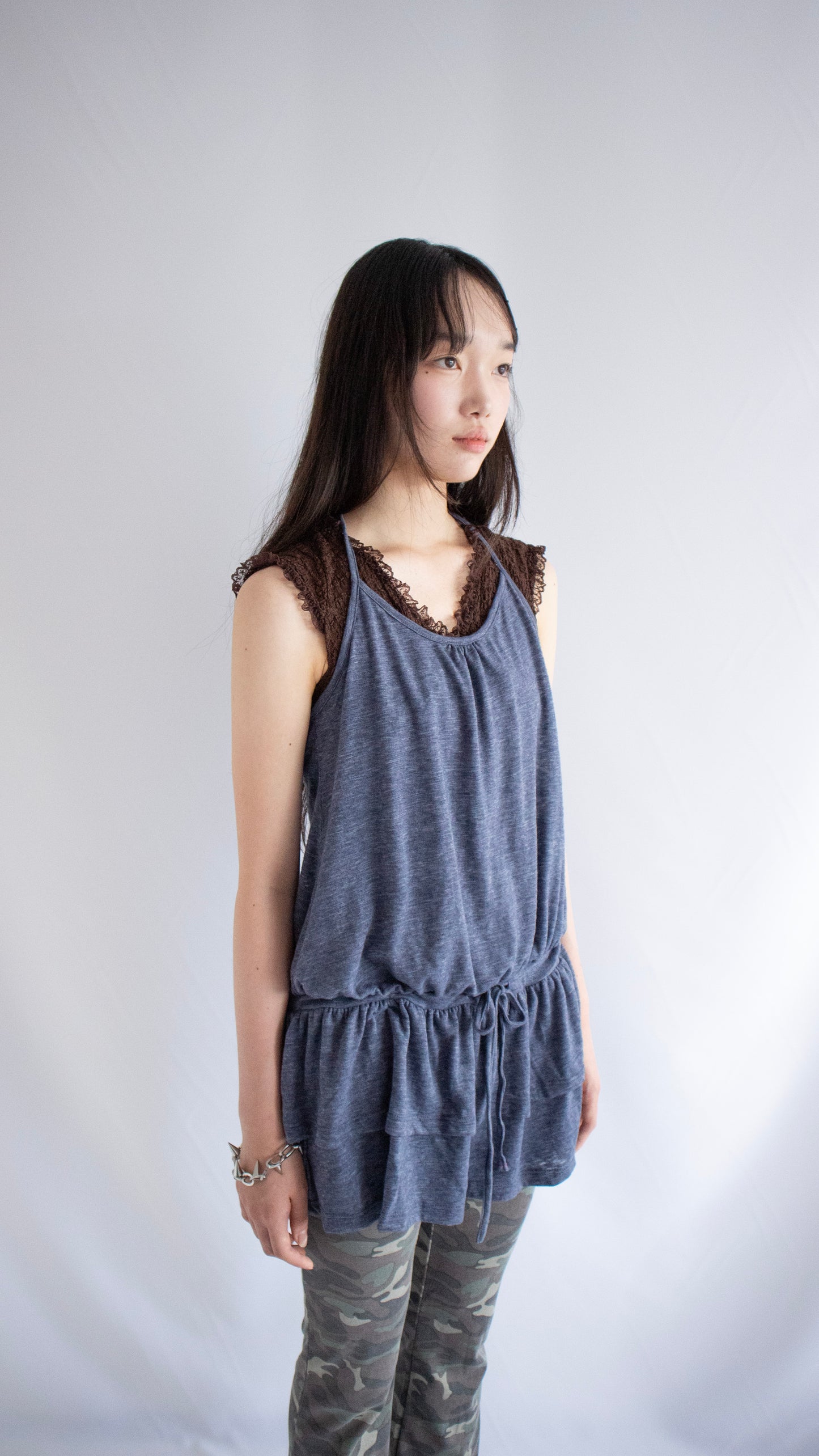 Kankan halter layered dress (blue)