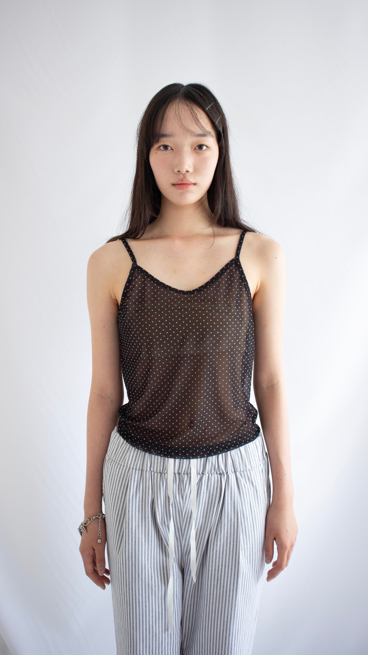 Dot sheer camisole (black)