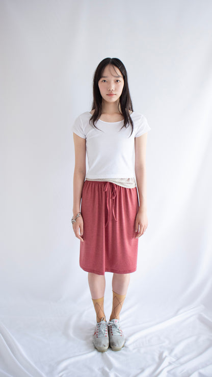 Stripe midi relax skirt (red)