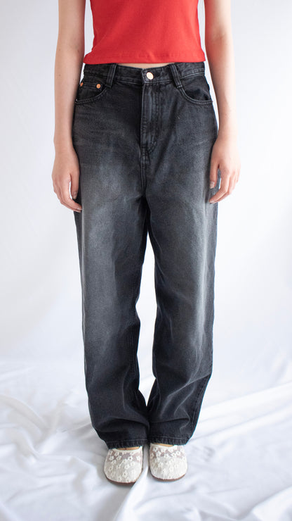 Black loose fit denim (black)