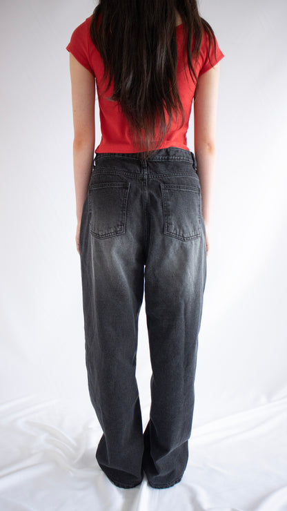 Black loose fit denim (black)