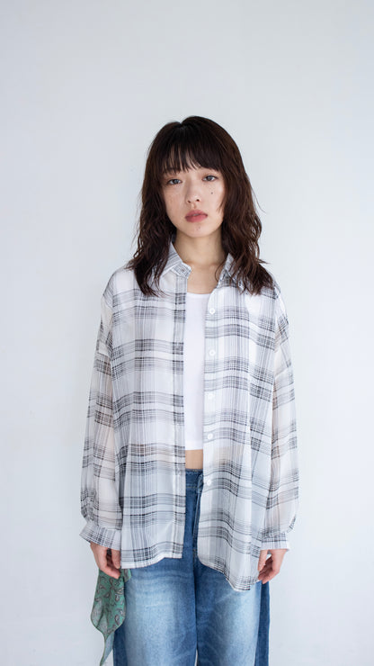 Sheer check shirts (ivory)