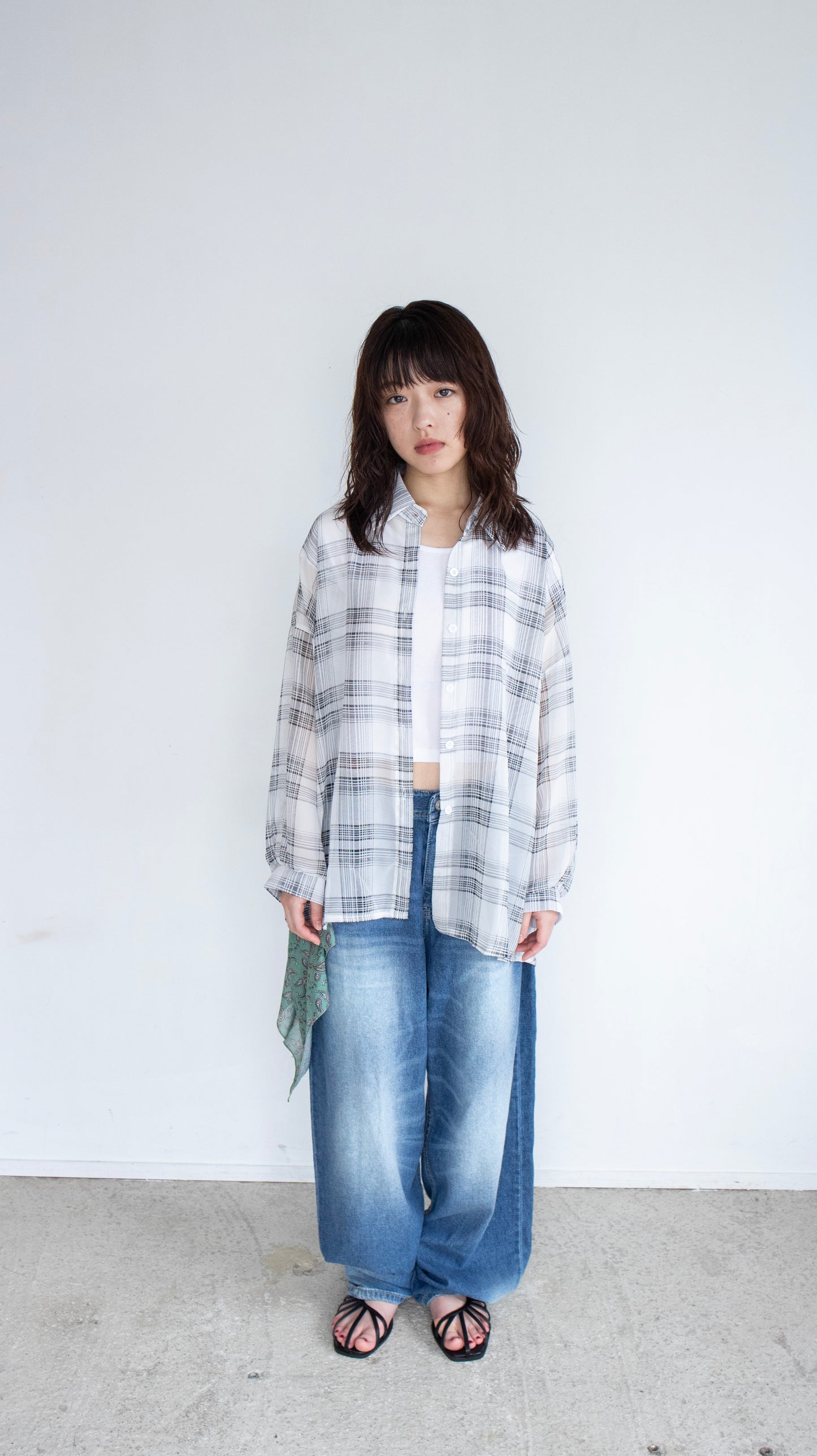 Sheer check shirts (ivory)