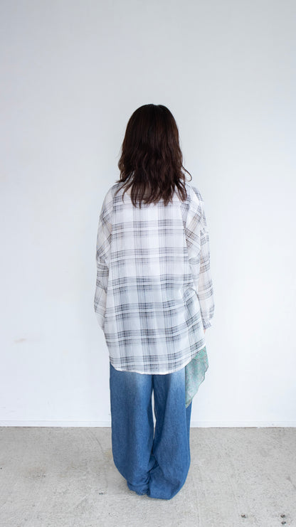 Sheer check shirts (ivory)