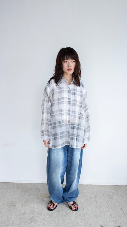 Sheer check shirts (ivory)