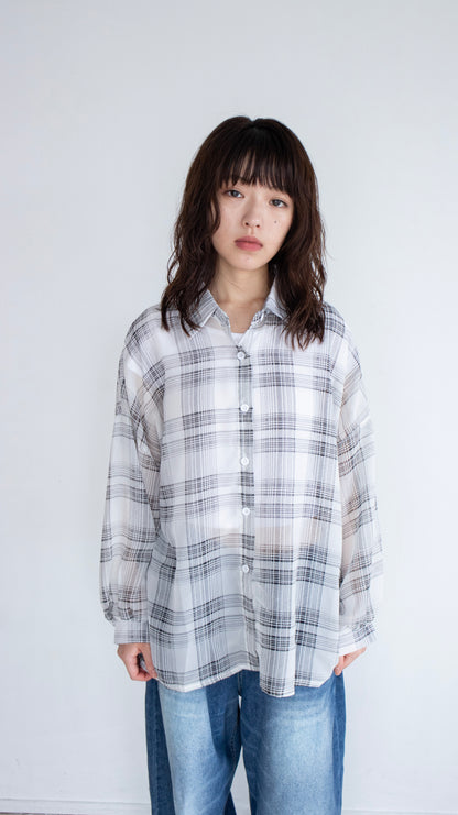 Sheer check shirts (ivory)