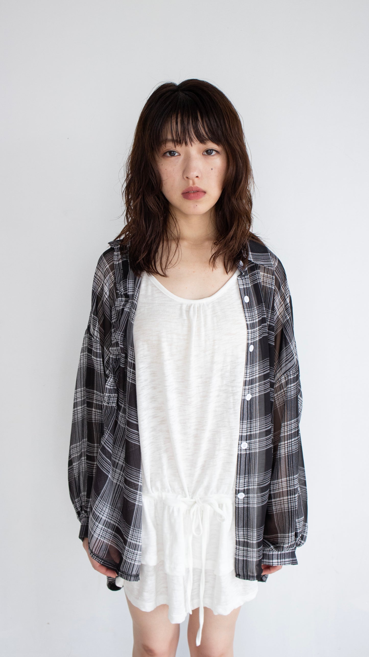 Sheer check shirts (black)