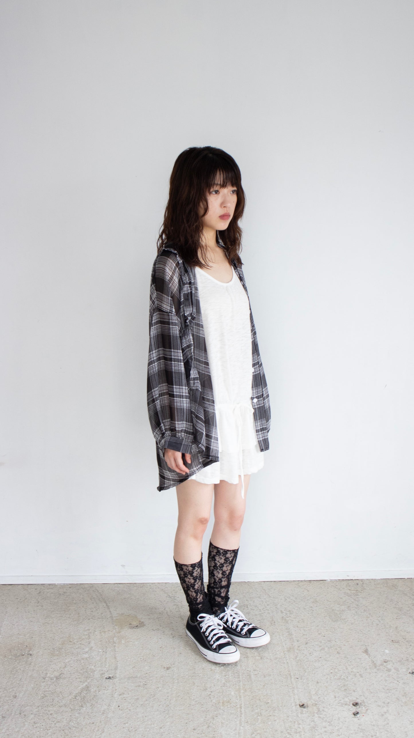 Sheer check shirts (black)