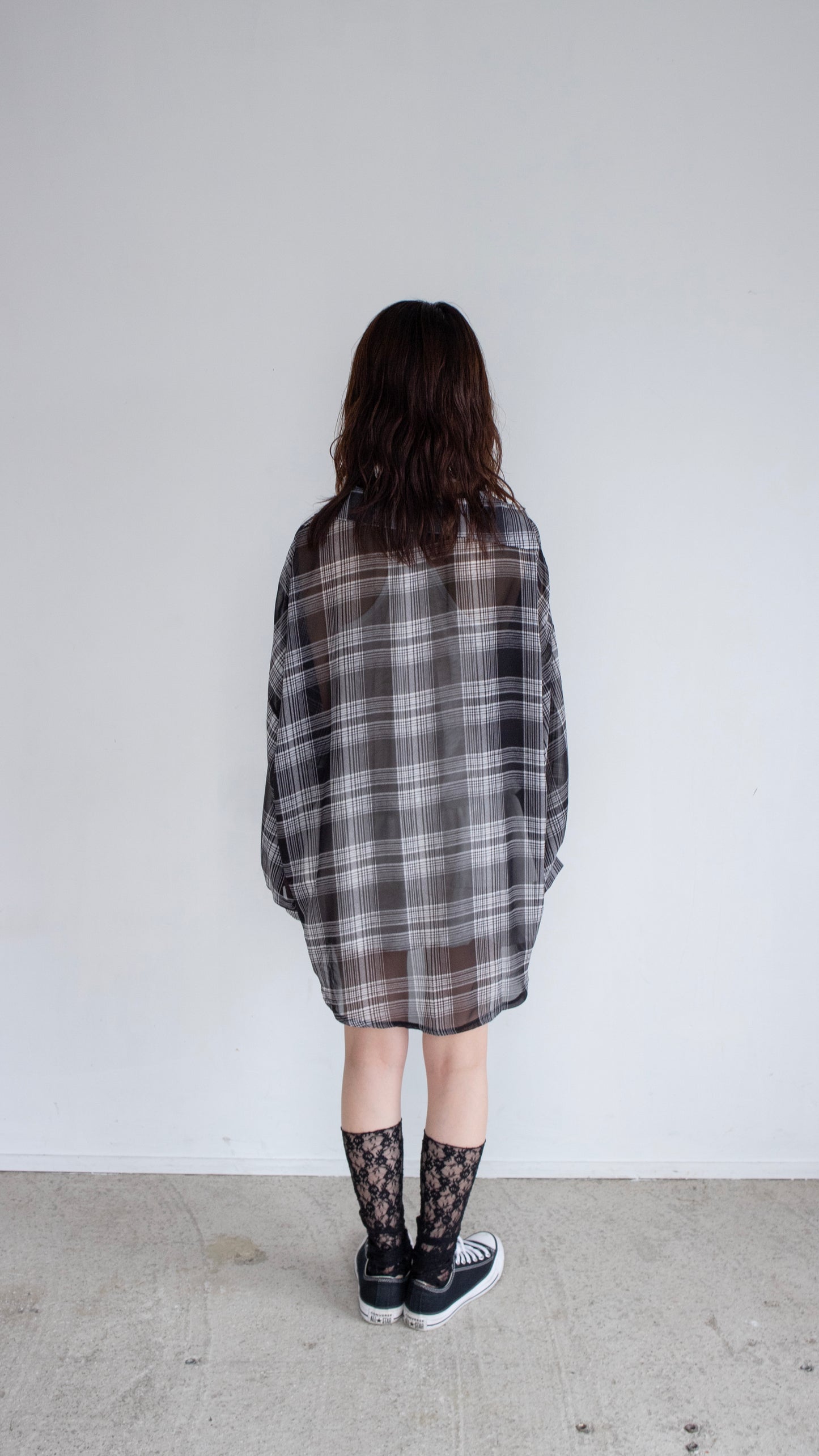 Sheer check shirts (black)