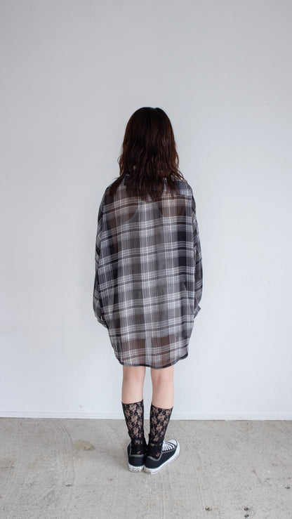 Sheer check shirts (black)