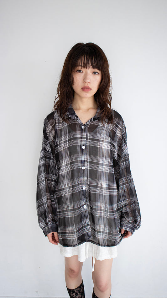 Sheer check shirts (black)