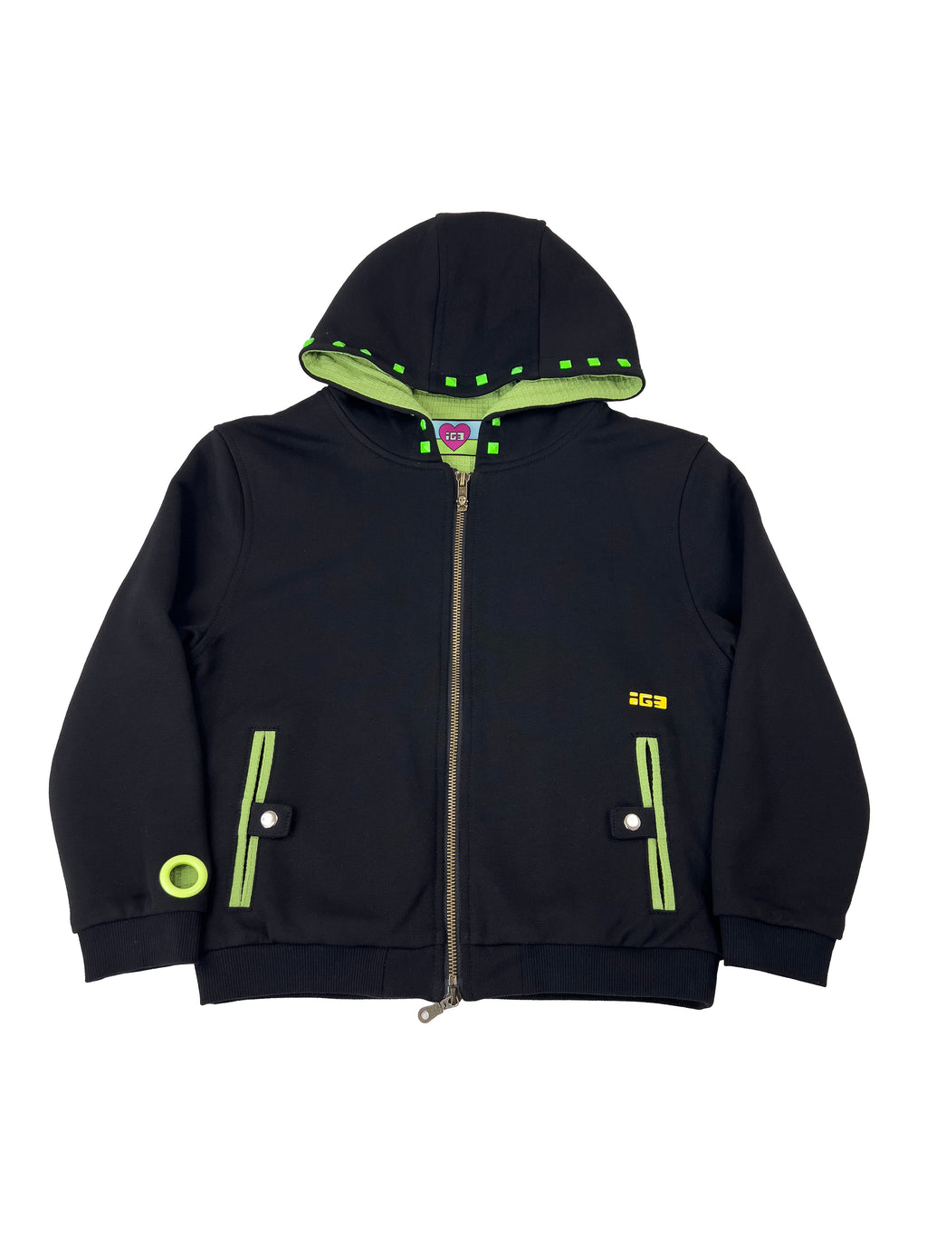Monster Stud 3/4 Zip Hoodie(Black)
