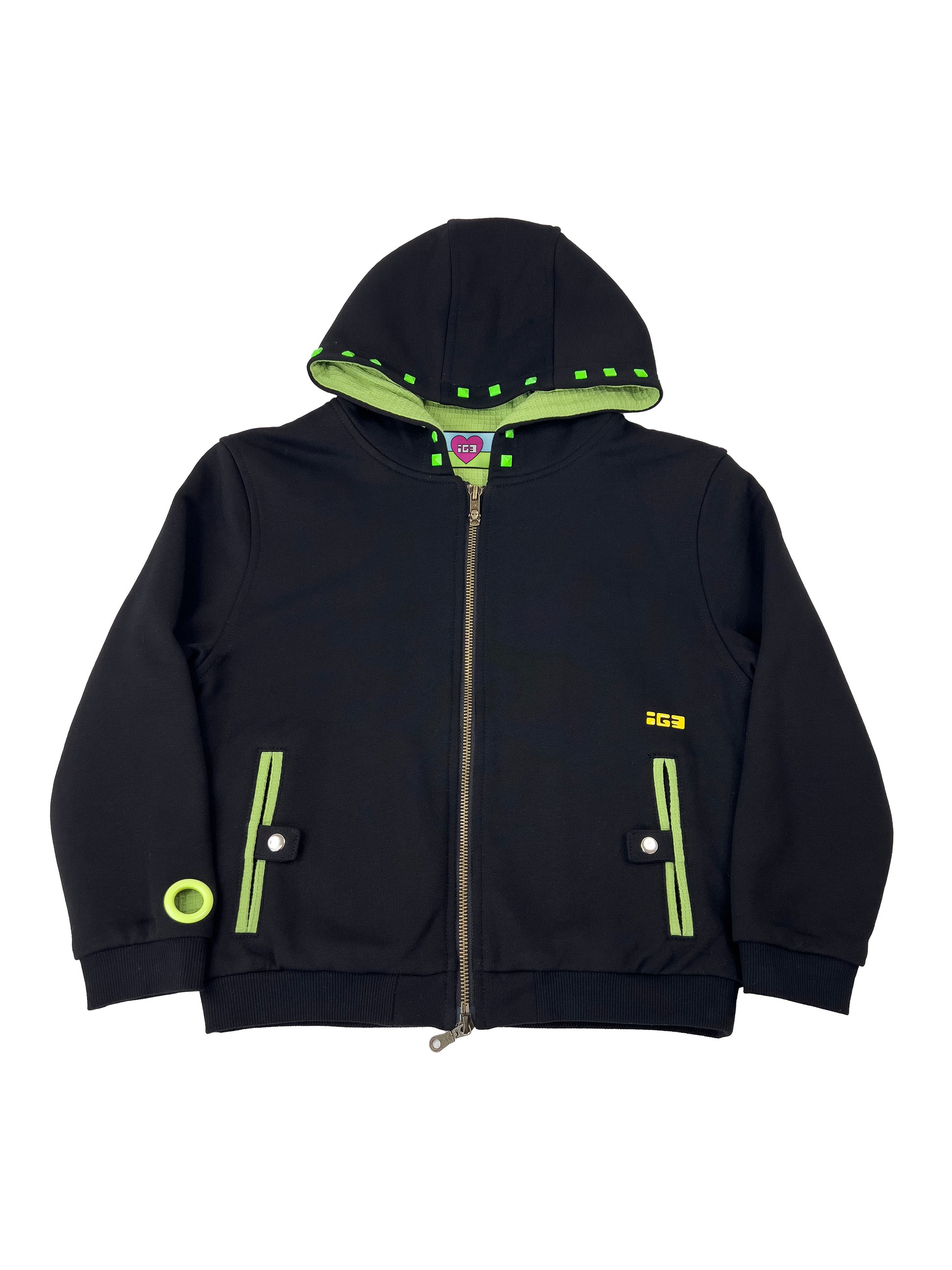 Monster Stud 3/4 Zip Hoodie(Black)