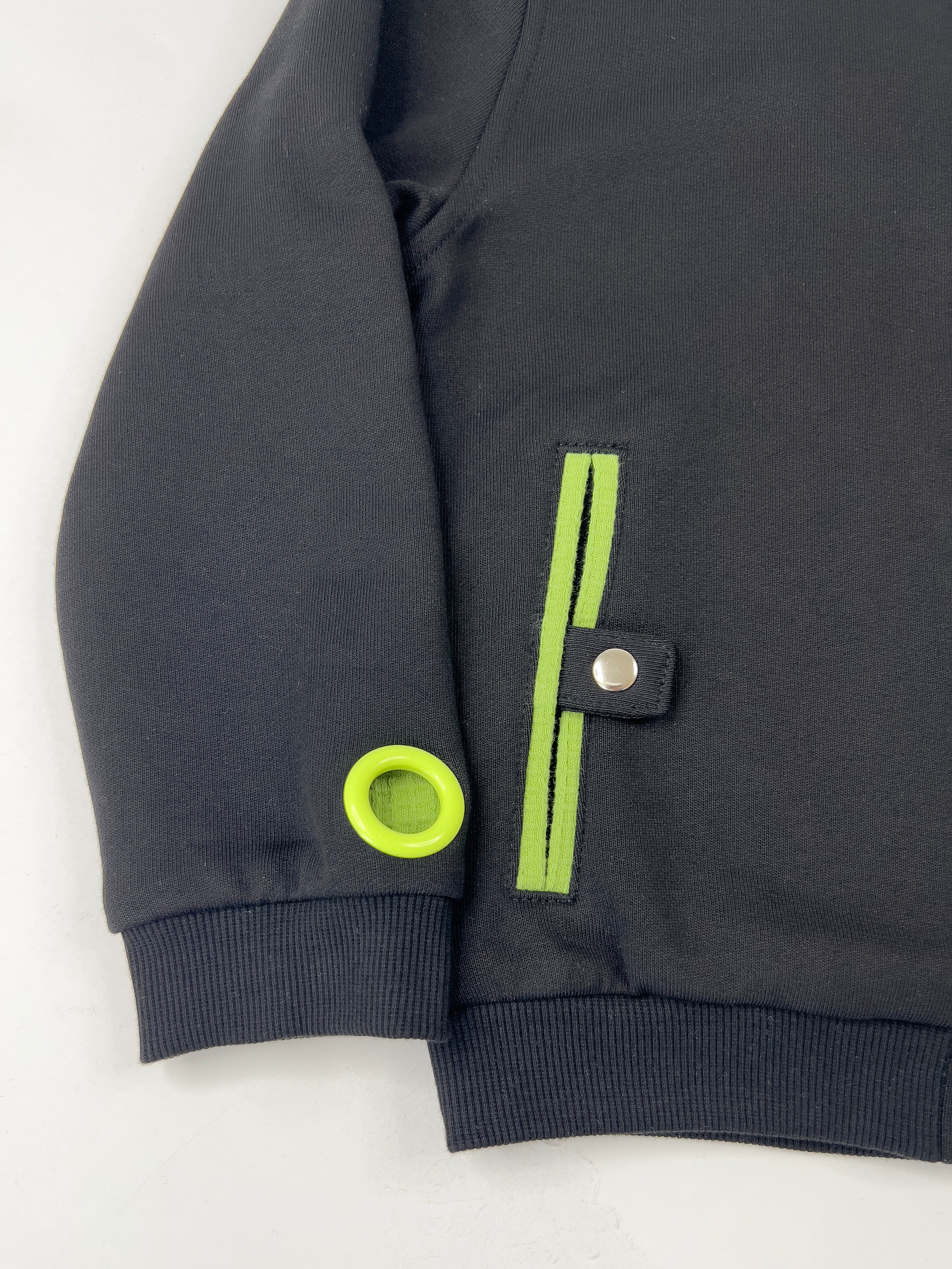 Monster Stud 3/4 Zip Hoodie(Black)