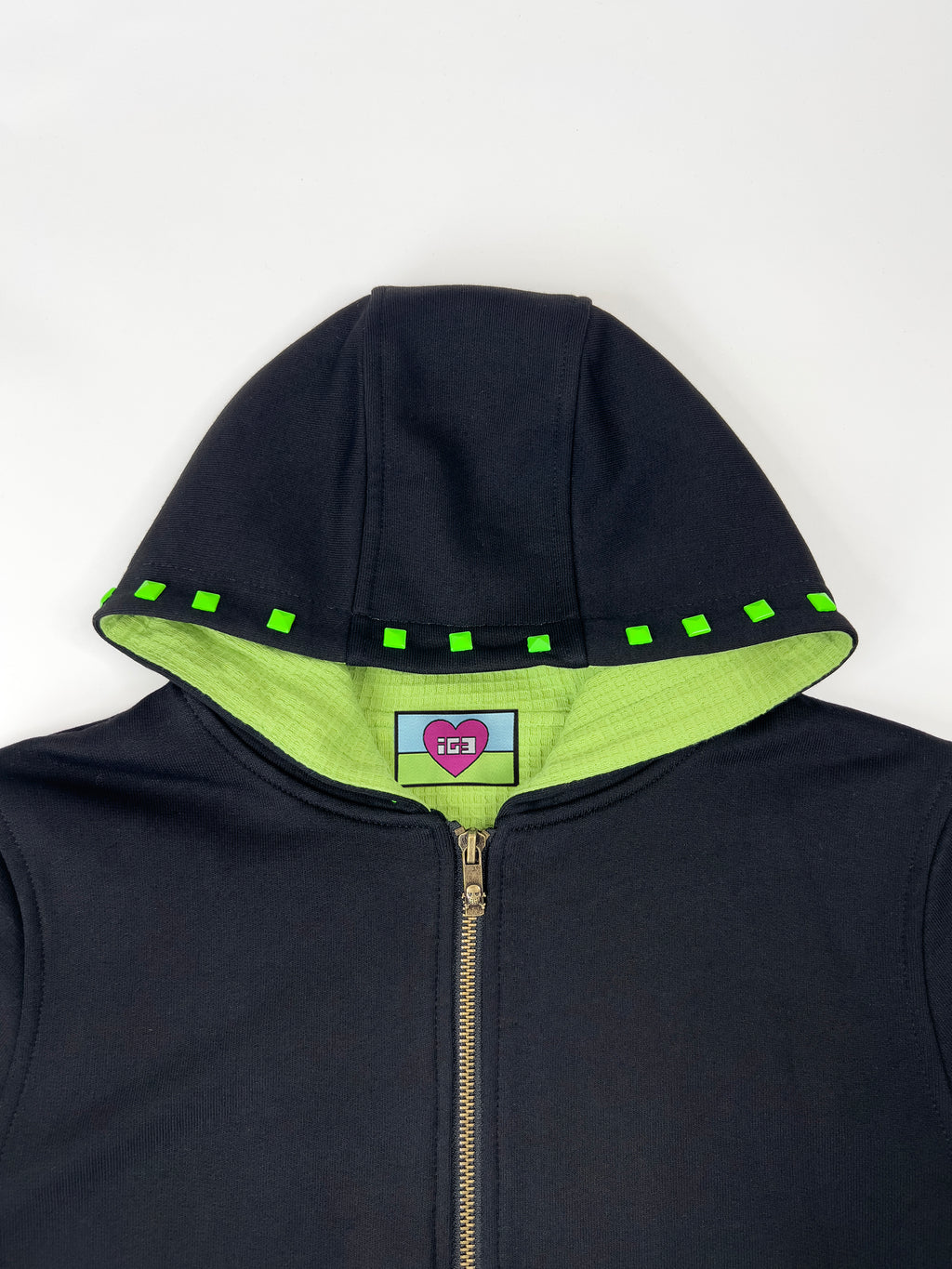Monster Stud 3/4 Zip Hoodie(Black)