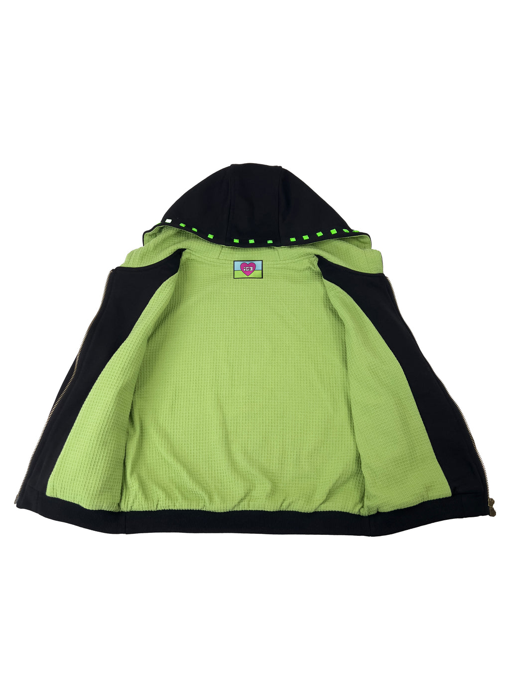 Monster Stud 3/4 Zip Hoodie(Black)