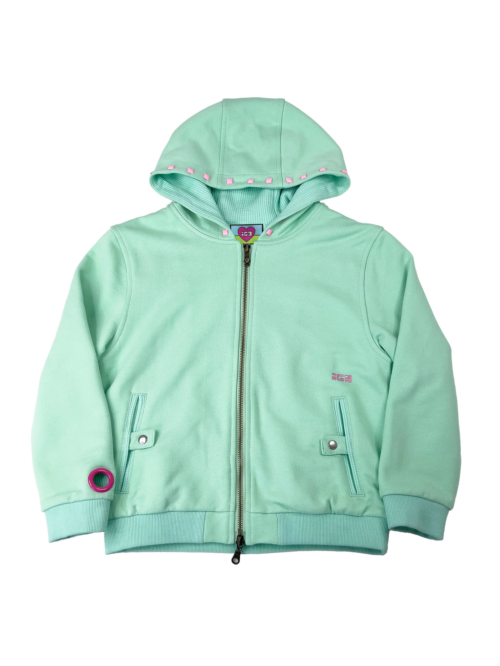 Monster Stud 3/4 Zip Hoodie (Mint)