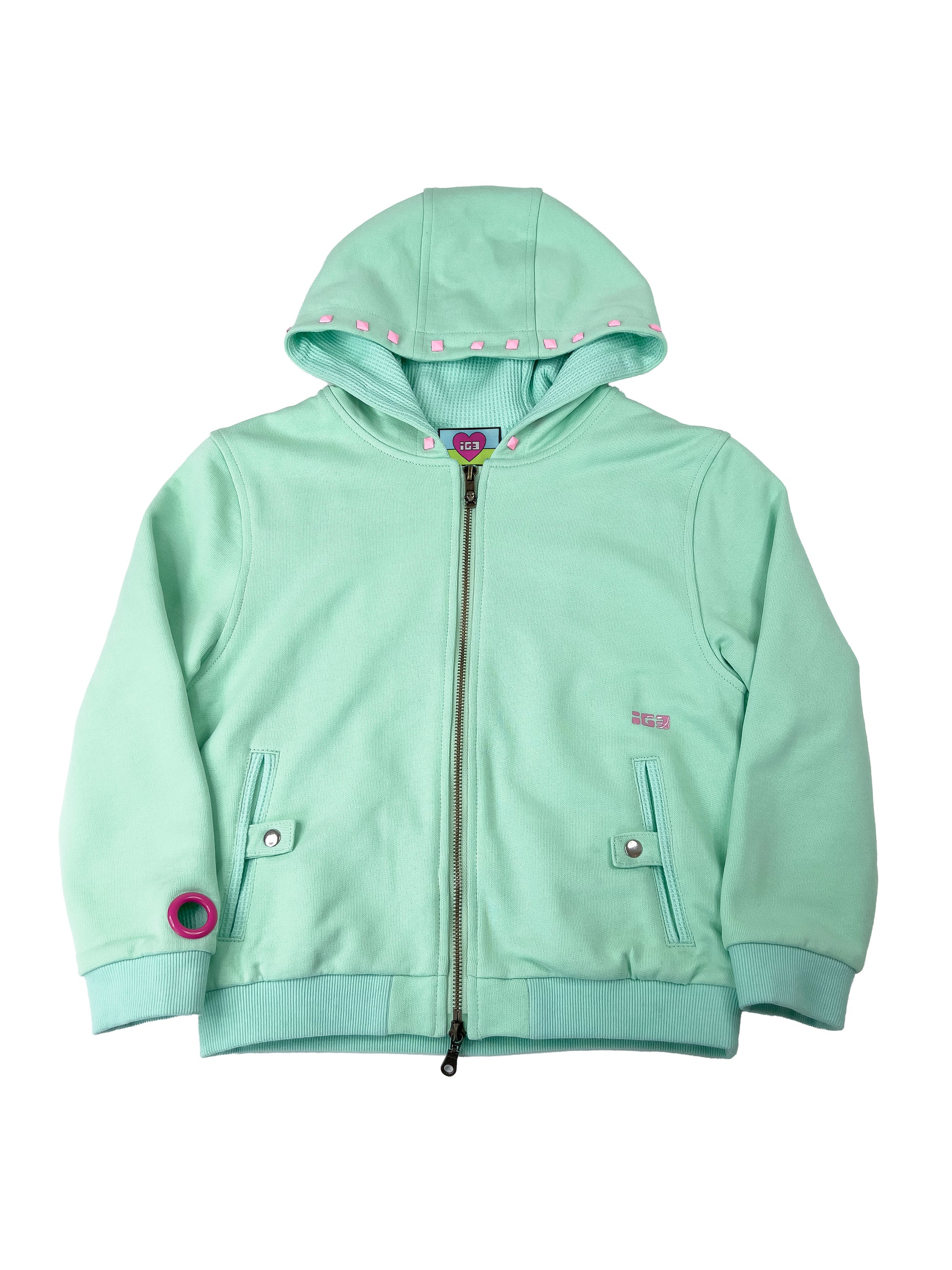 Monster Stud 3/4 Zip Hoodie (Mint)