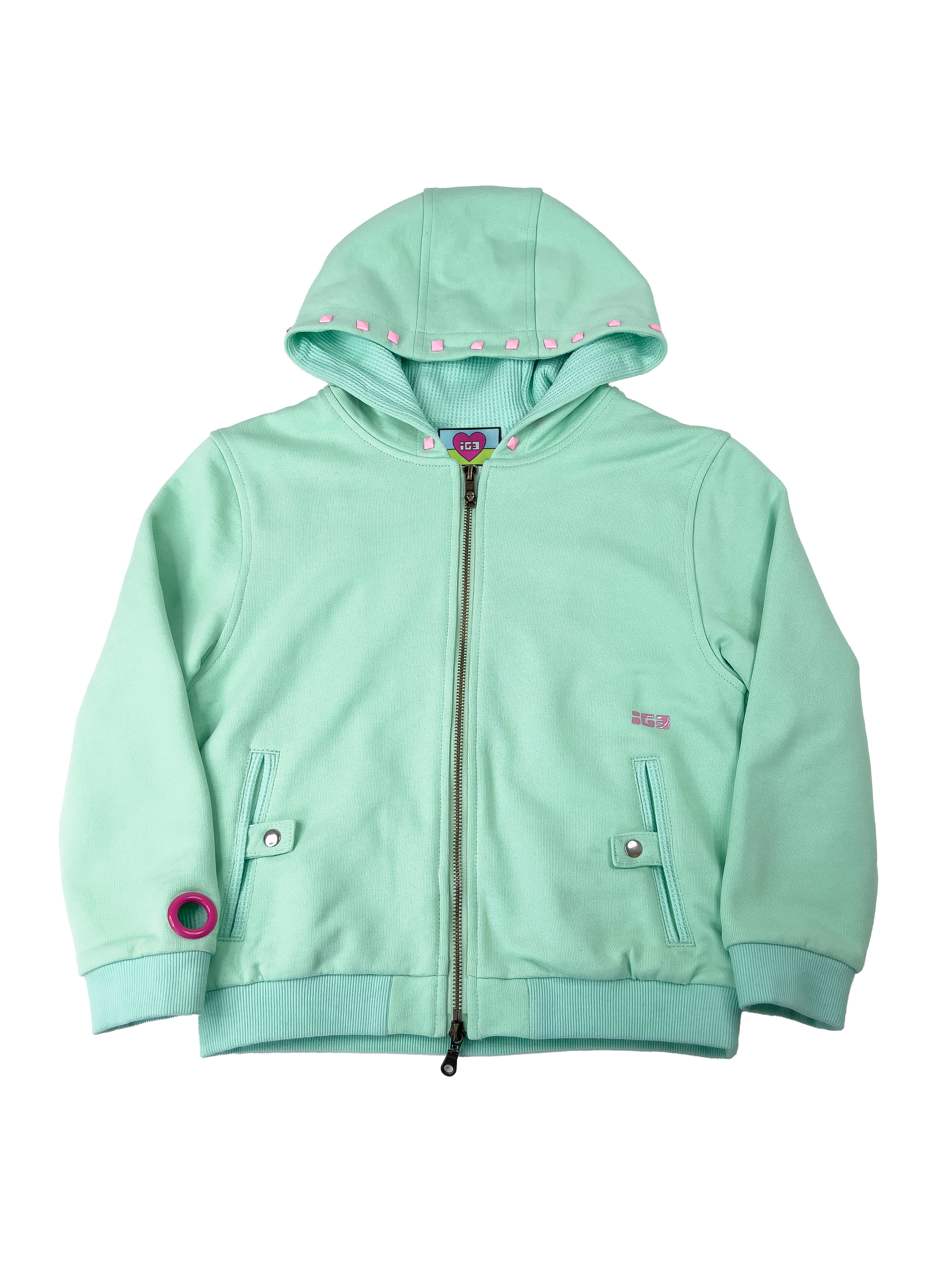 Monster Stud 3/4 Zip Hoodie (Mint)