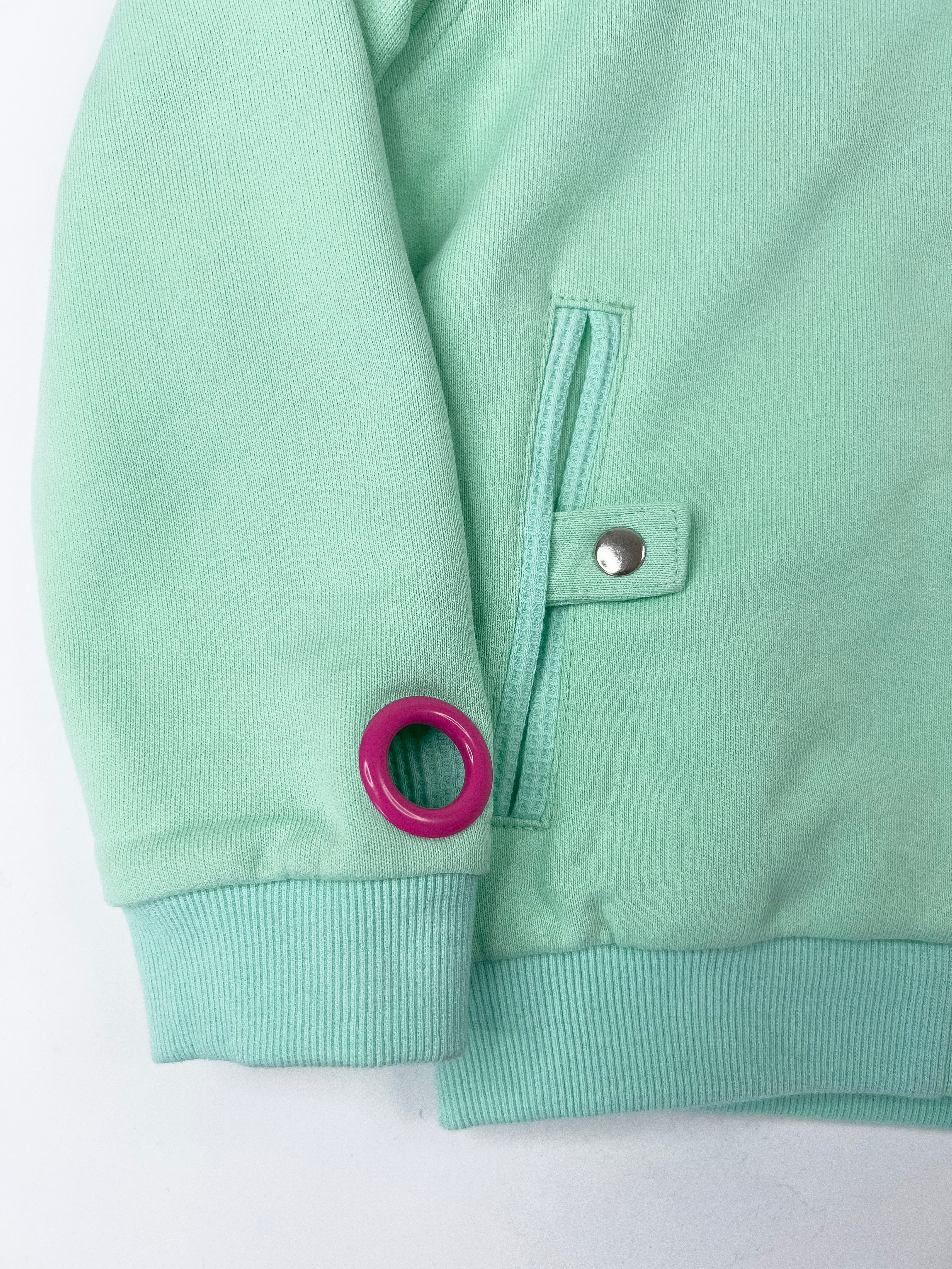 Monster Stud 3/4 Zip Hoodie (Mint)