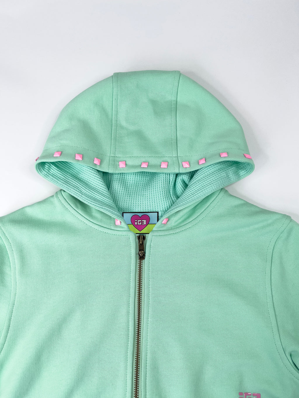 Monster Stud 3/4 Zip Hoodie (Mint)