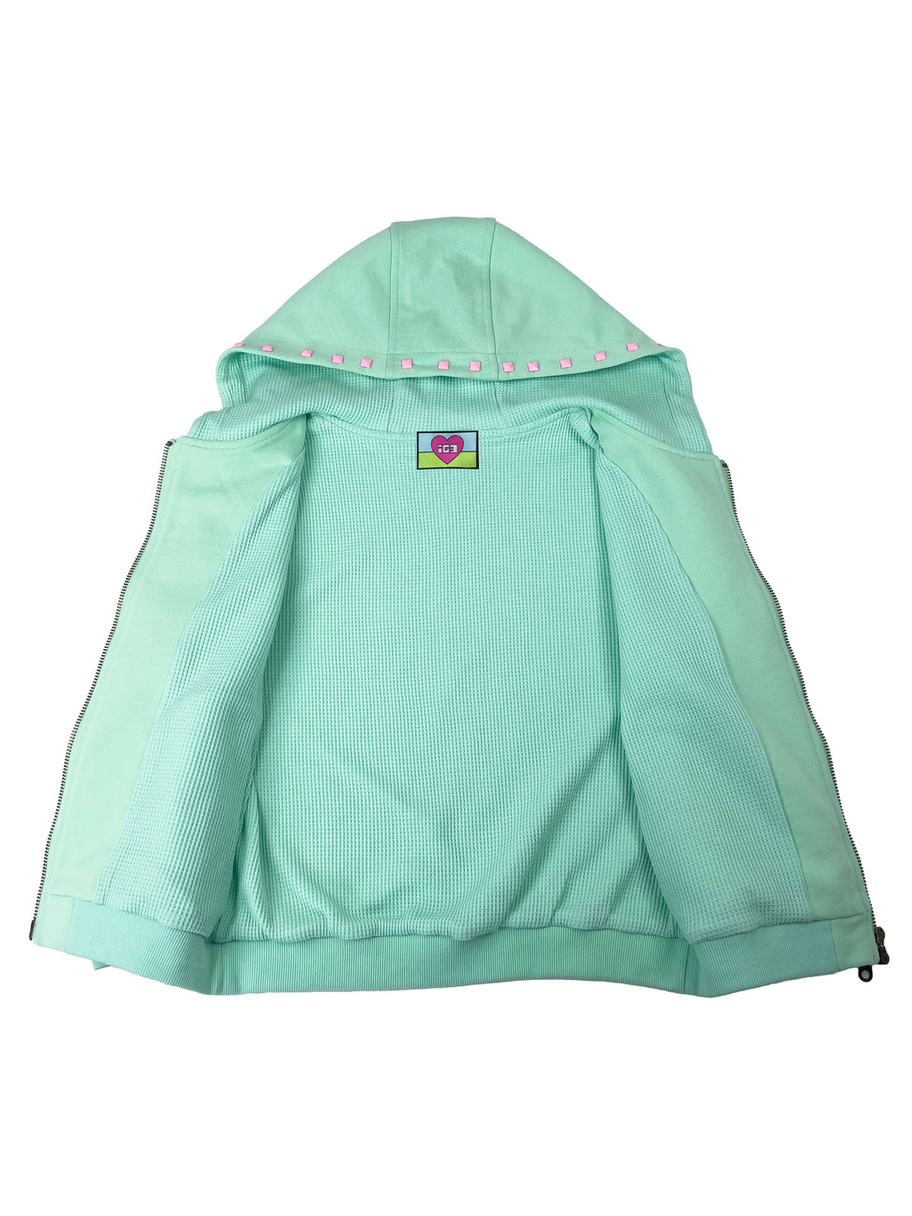 Monster Stud 3/4 Zip Hoodie (Mint)