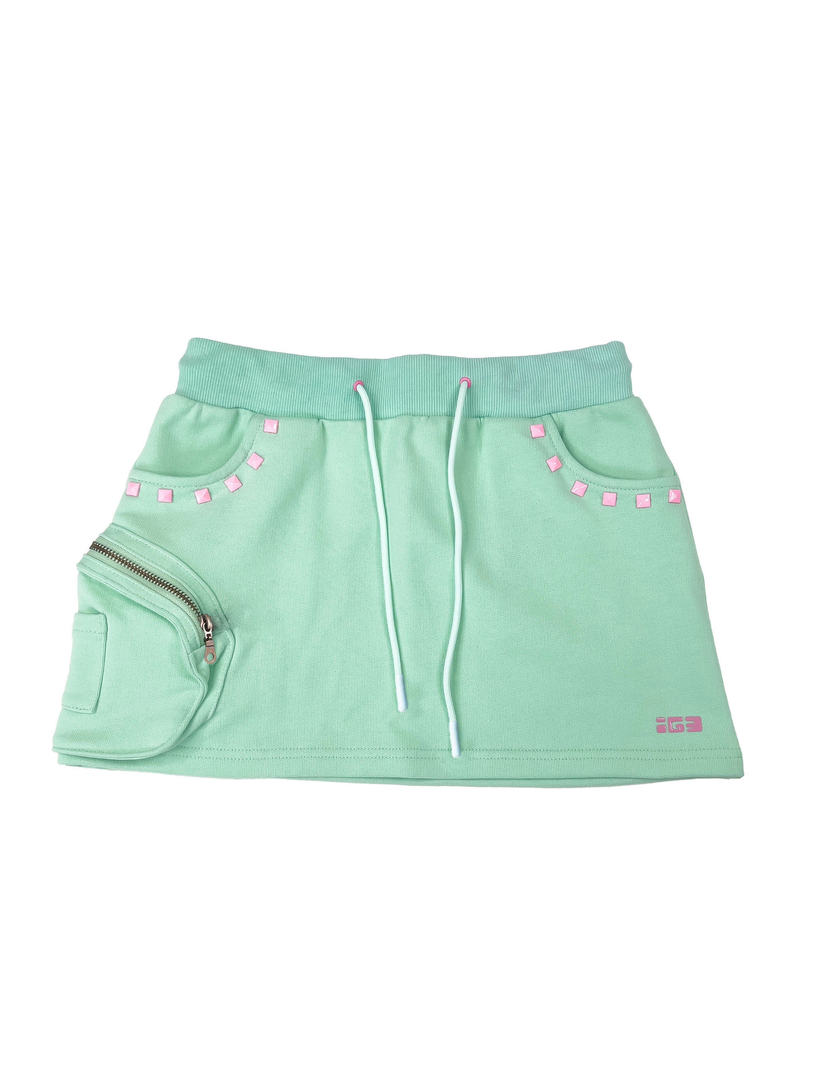 Monster Stud Cargo Skirt (Mint)