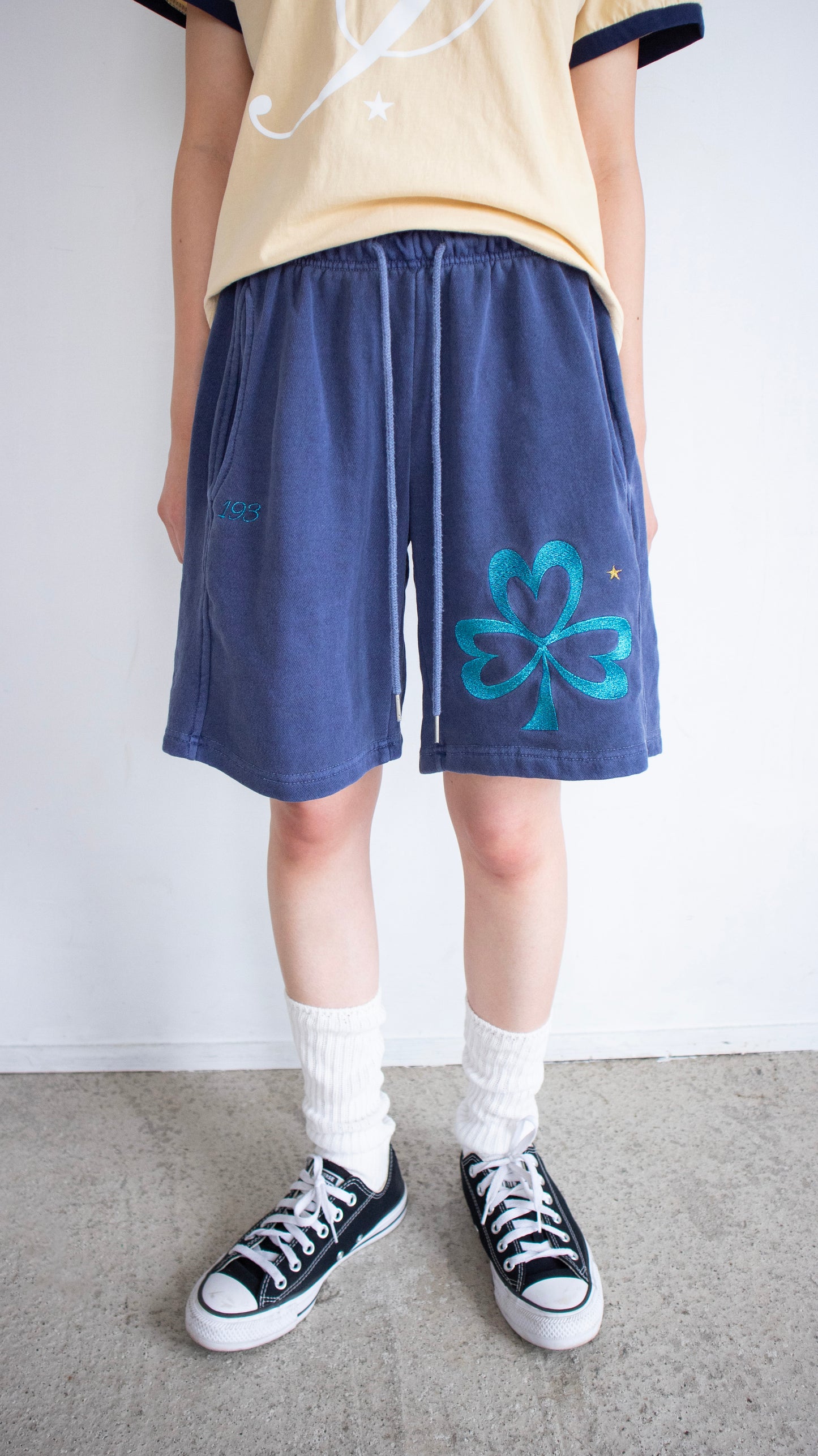 193 Clover pigment sweat shorts (navy)