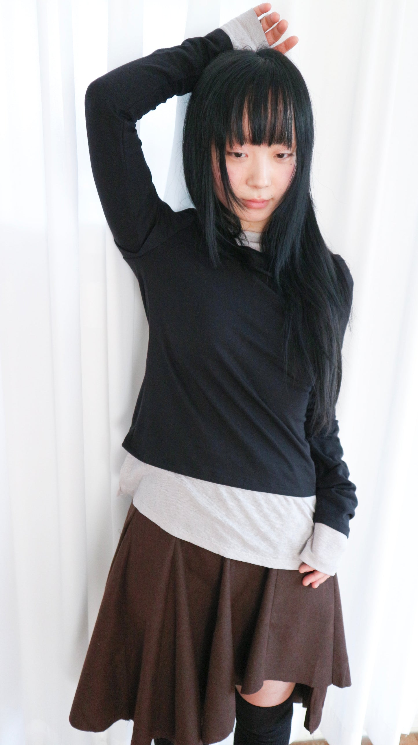 Asymmetry skirt (brown)